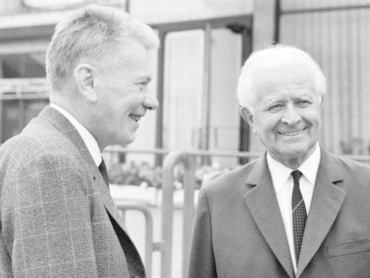 Prezident ČSSR Ludvík Svoboda (vpravo) s předsedou Národního shromáždění ČSSR Josefem Smrkovským (1911–1974), během „pražského jara“ 1968. Foto Stanislav Tereba.